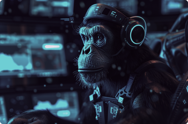 Futuristic monkey with headset image